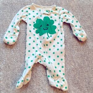Shamrock Footie Pajamas, Clover, Irish, St. Patrick’s Day, Newborn